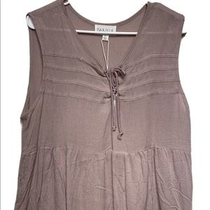 Mauve purple Sleeveless Tie Front Blouse